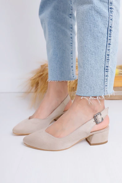 Valentina Topuklu Ten Süet Ayakkabı - Resim 2