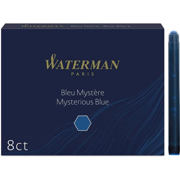 Waterman Dolmakalem Kartuşu Uzun 8'li Mavi/Siyah