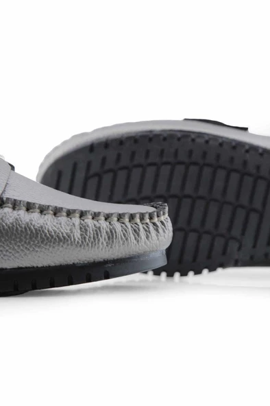 Gri I aksesuarlı rok kadın loafer ayakakbı - Resim 4