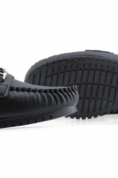 Siyah I aksesuarlı rok kadın loafer ayakakbı - Resim 4