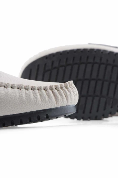 Bej zincir aksesuarlı rok kadın loafer ayakakbı - Resim 4