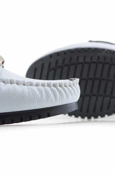 Beyaz DD aksesuarlı rok kadın loafer ayakakbı - Resim 4