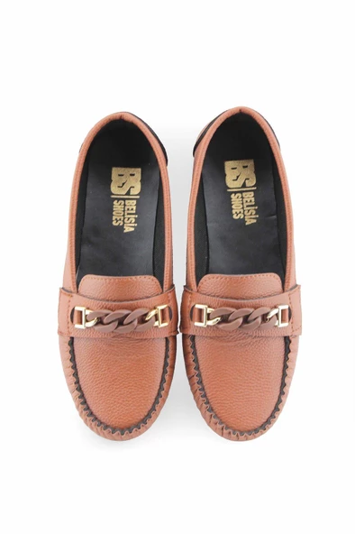 KahIerengi zincir aksesuarlı rok kadın loafer ayakakbı - Resim 6