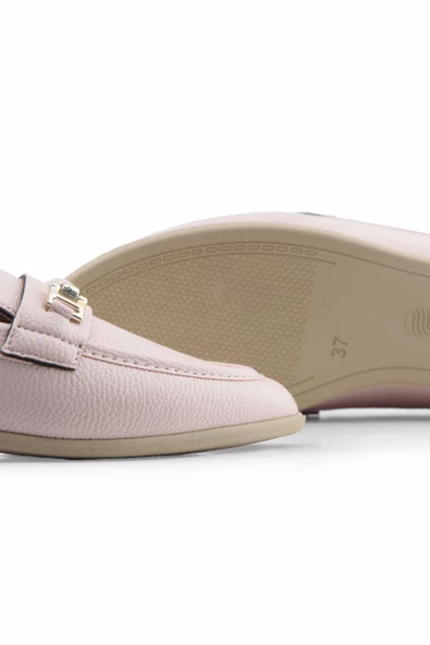 I Tokalı Pembe Sivri Burun Kadın Babet - Resim 5