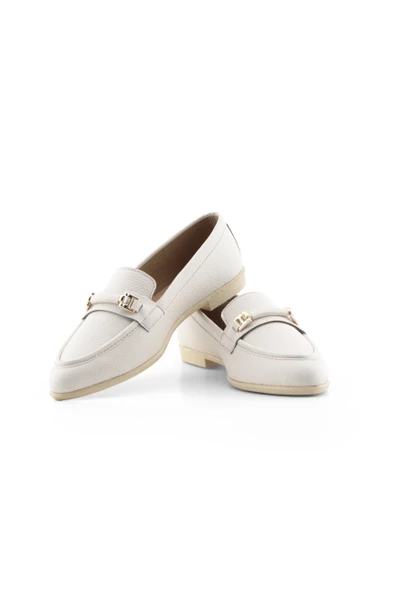 I Tokalı Bej Sivri Burun Kadın Babet - Resim 2