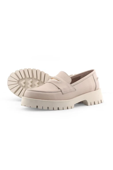 Bej Deri Comfort Loafer Ayakkabı - 4