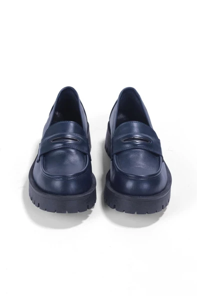 Lacivert Deri Comfort Loafer Ayakkabı - Resim 4