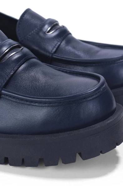 Lacivert Deri Comfort Loafer Ayakkabı - Resim 5