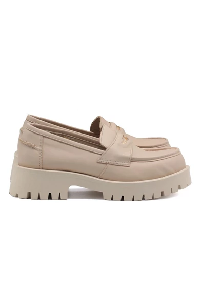 Bej Deri Comfort Loafer Ayakkabı - 7