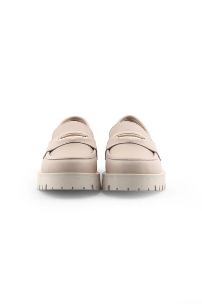Bej Deri Comfort Loafer Ayakkabı - 6