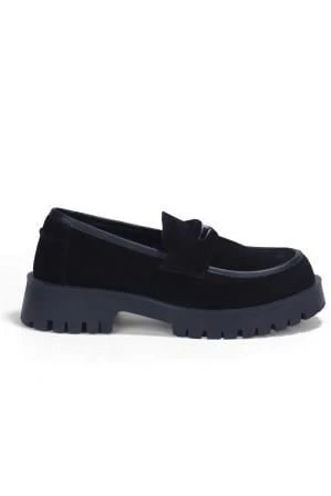 Siyah Süet Deri Comfort Loafer Ayakkabı - Resim 5