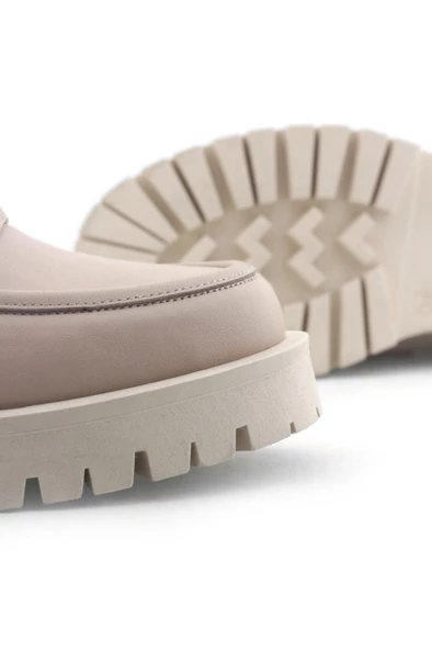 Bej Deri Comfort Loafer Ayakkabı - 5