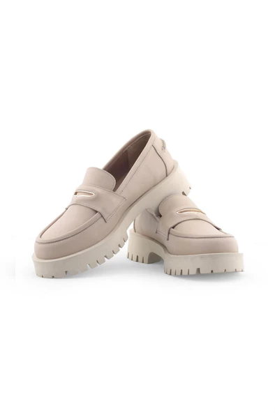 Bej Deri Comfort Loafer Ayakkabı - 2