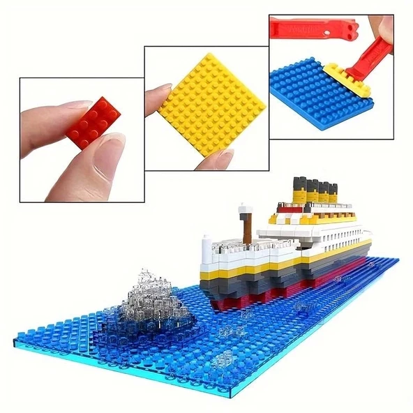 Titanic 3D Lego Micro Parçalar Küçük Boy 418 Parça 12+ YAŞ Puzzle Tekne Gemi Hediye - 2
