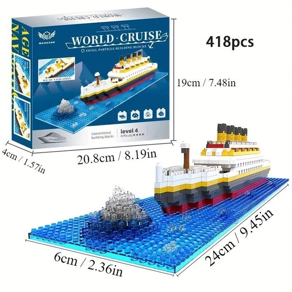 Titanic 3D Lego Micro Parçalar Küçük Boy 418 Parça 12+ YAŞ Puzzle Tekne Gemi Hediye