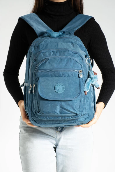 571 collections Orta Boy Sırt Çantası Ultra Hafif Çok Cepli Unisex Mavi (Model: 571-3J) - Resim 3