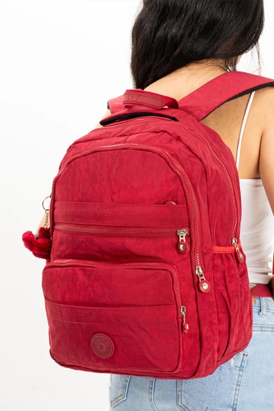 Ultra Hafif Çok Cepli Orta Boy Sırt Çantası Kırmızı (Model: 571-3E) - 2