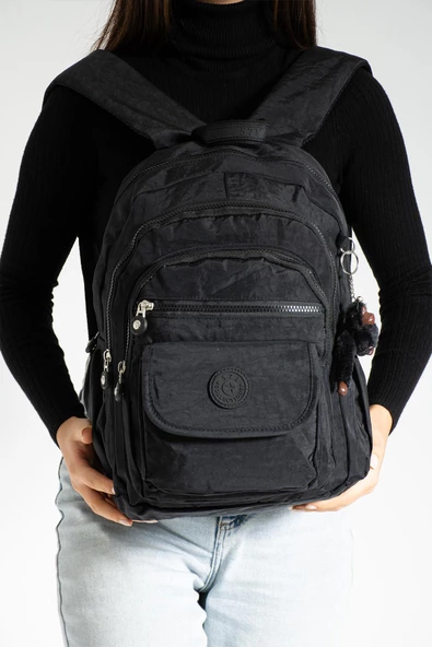 571 collections Orta Boy Sırt Çantası Ultra Hafif Çok Cepli Unisex Siyah (Model: 571-3J) - Resim 3