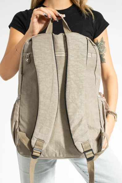 571 collections Ultra Hafif Çok Cepli Su Geçirmez Sırt Çantası Unisex Vizon (Model: 571-1D) - Resim 3