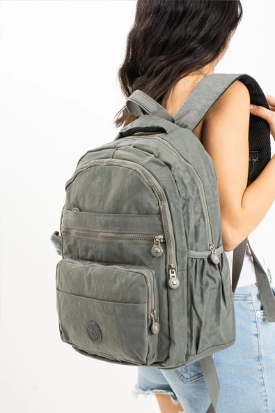 Ultra Hafif Çok Cepli Orta Boy Sırt Çantası Unisex Gri (Model: 571-3E)