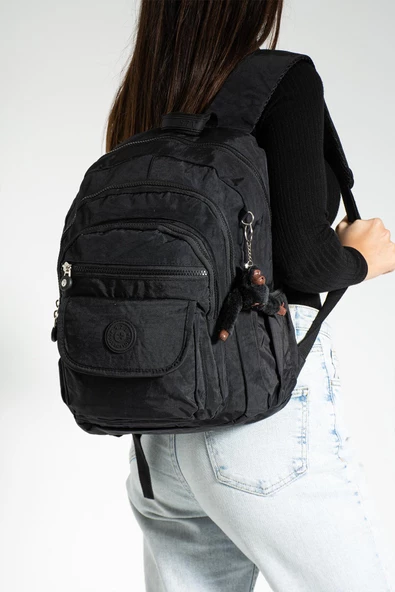 571 collections Orta Boy Sırt Çantası Ultra Hafif Çok Cepli Unisex Siyah (Model: 571-3J) - Resim 2