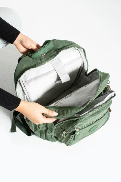 571 collections Orta Boy Sırt Çantası Ultra Hafif Çok Cepli Unisex Yeşil (Model: 571-3J) - Resim 4