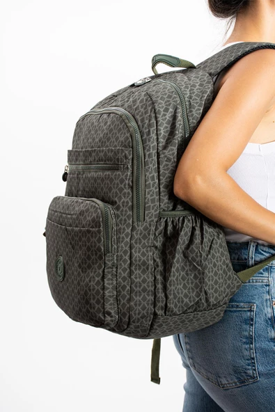 571 collections Ultra Hafif Çok Cepli Su Geçirmez Sırt Çantası Unisex Desenli Haki Yeşili (Model: 571-1B) - Resim 3