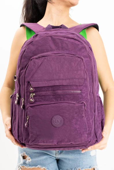 571 collections Ultra Hafif Çok Cepli Krinkıl Sırt Çantası Mor (Model: 571-3B) - Resim 3