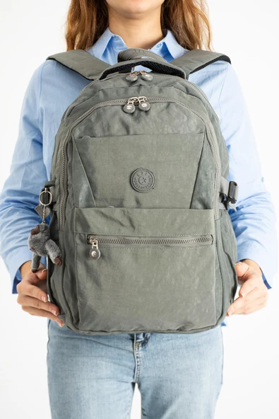 Ultra Hafif Çok Cepli Krinkıl Sırt Çantası Unisex Gri (Model: 571-3A) - 3