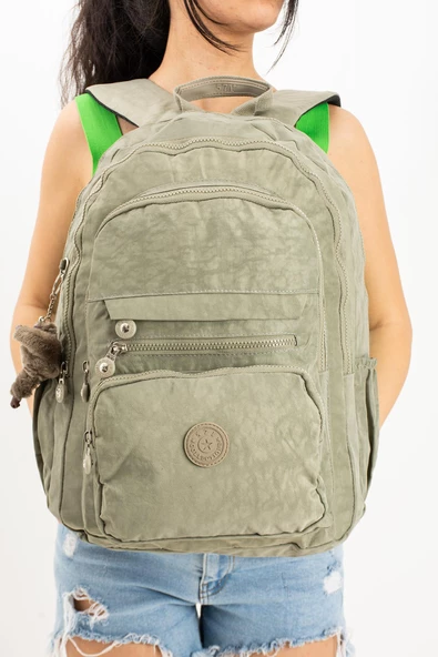 571 collections Ultra Hafif Çok Cepli Krinkıl Sırt Çantası Vizon (Model: 571-3B) - Resim 3