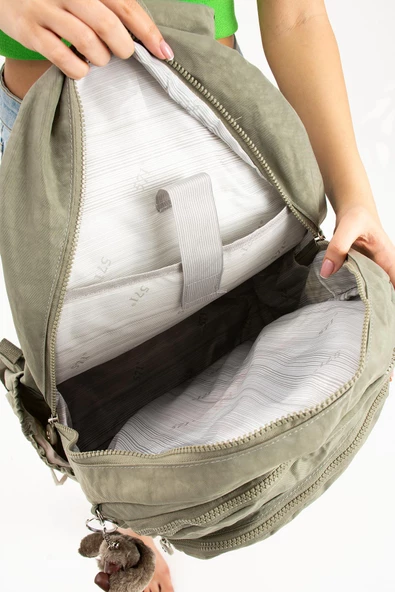 571 collections Ultra Hafif Çok Cepli Krinkıl Sırt Çantası Vizon (Model: 571-3B) - Resim 4