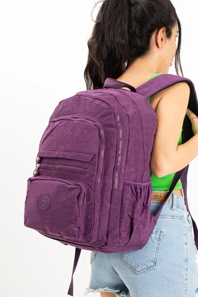 571 collections Ultra Hafif Çok Cepli Krinkıl Sırt Çantası Mor (Model: 571-3B) ürün görseli