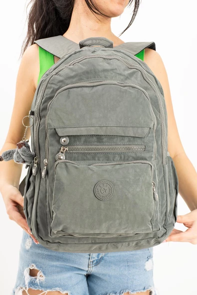 571 collections Ultra Hafif Çok Cepli Krinkıl Sırt Çantası Unisex Gri (Model: 571-3B) - Resim 3