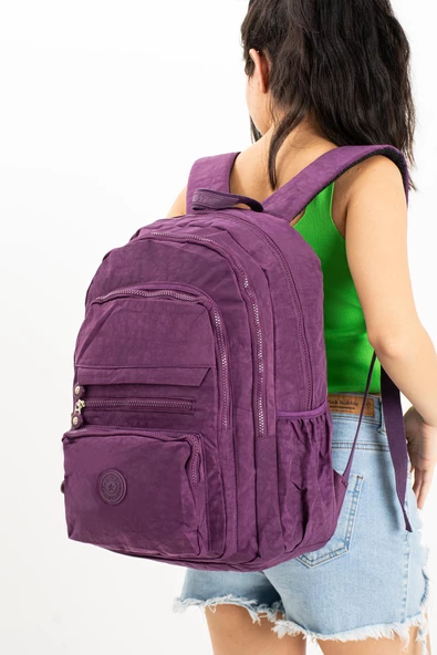 571 collections Ultra Hafif Çok Cepli Krinkıl Sırt Çantası Mor (Model: 571-3B) - Resim 2
