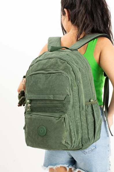 571 collections Ultra Hafif Çok Cepli Krinkıl Sırt Çantası Unisex Yeşil(Model: 571-3B) - Resim 2