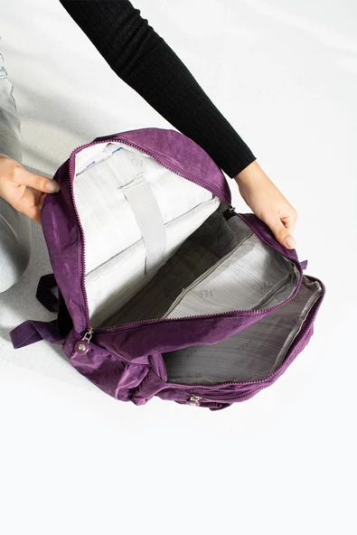 571 collections Orta Boy Sırt Çantası Ultra Hafif Çok Cepli Mor (Model:571-3J) - Resim 4