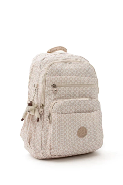 Ultra Hafif Çok Cepli Su Geçirmez Sırt Çantası Unisex Desenli Krem (Model: 571-1B) - 5