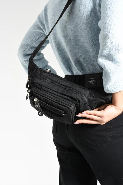 Çok Cepli Bel Çantası Unisex Siyah (Model: 571-7F) - 3