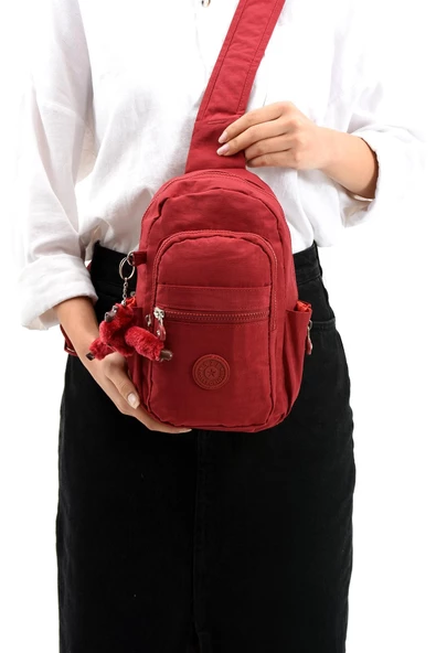İki Bölmeli Unisex Göğüs (Bodybag) Çantası Kırmızı (Model: 571-8B)