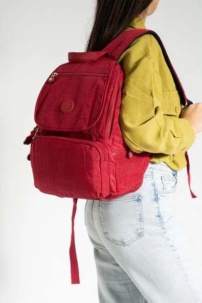 571 collections Orta Boy Ultra Hafif Kadın Sırt Çantası Kırmızı (Model: 571-3F) - Resim 2