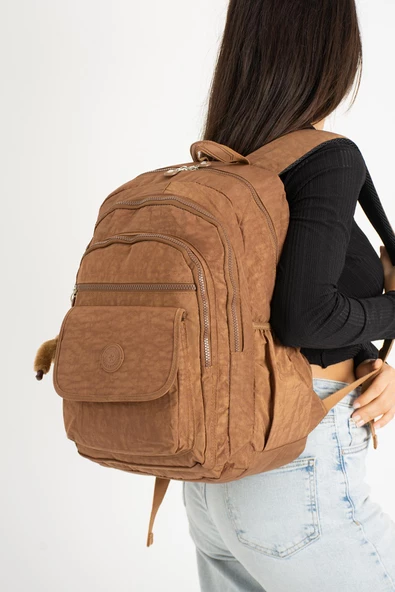 Ultra Hafif Çok Cepli Su Geçirmez Sırt Çantası Taba (Model:571-2A) - 2