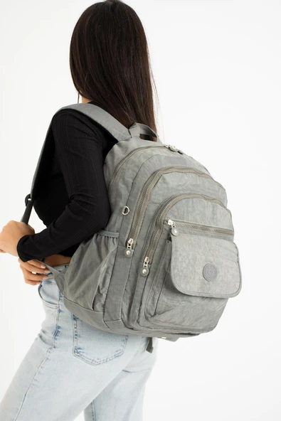 Ultra Hafif Çok Cepli Su Geçirmez Sırt Çantası Unisex Gri(Model:571-2A)