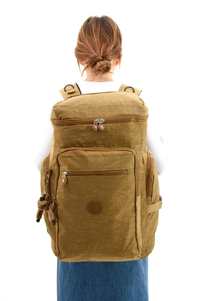 Büyük Boy Ultra Hafif Çok Bölmeli Dağcı Çantası Kum Beji (Cappuccino) (Model: 571-7D)