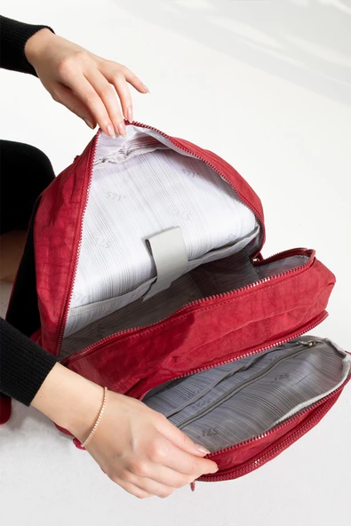 571 collections Ultra Hafif Çok Cepli Su Geçirmez Sırt Çantası Unisex Kırmzı (Model: 571-2G) - Resim 4