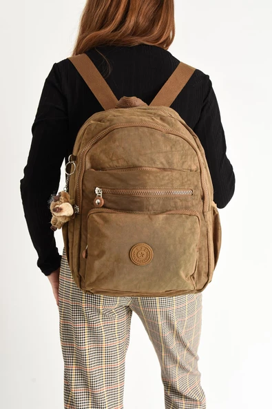 571 collections Ultra Hafif Orta Boy Sırt Çantası  Çok Cepli Unisex Taba (Model: 571-4B) - Resim 2