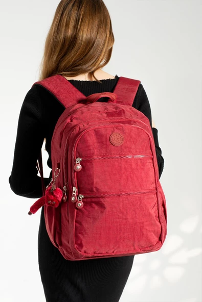 Ultra Hafif Çok Cepli Su Geçirmez Sırt Çantası Unisex Kırmzı (Model: 571-2G)