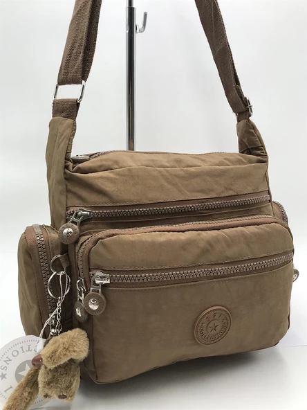 Çapraz Askılı Ultra Hafif Çok Cepli Omuz Çantası Taba (Model: 571-6F)