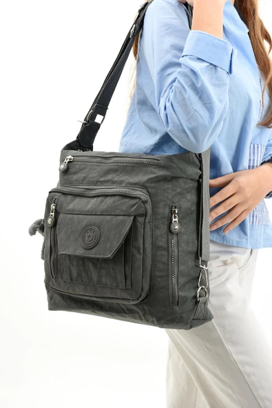 571 collections Ultra Hafif Hem Sırt Hem Omuz Kadın Çantası Gri (Model: 571-5B) ürün görseli 1