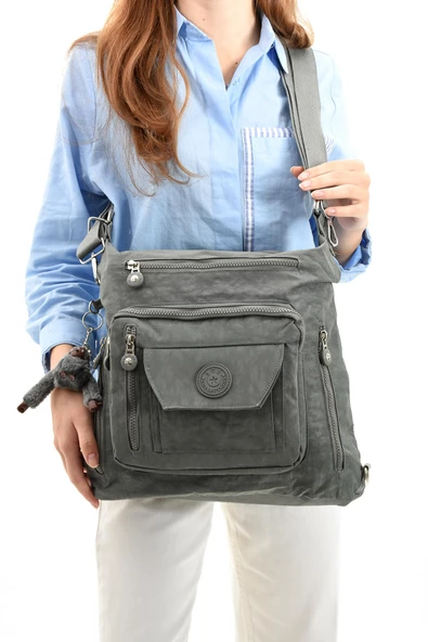 571 collections Ultra Hafif Hem Sırt Hem Omuz Kadın Çantası Gri (Model: 571-5B) - Resim 2