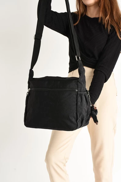 571 collections Çapraz Askılı Ultra Hafif Çok Cepli Bayan Omuz Çantası Siyah (Model:571-6C) - Resim 3